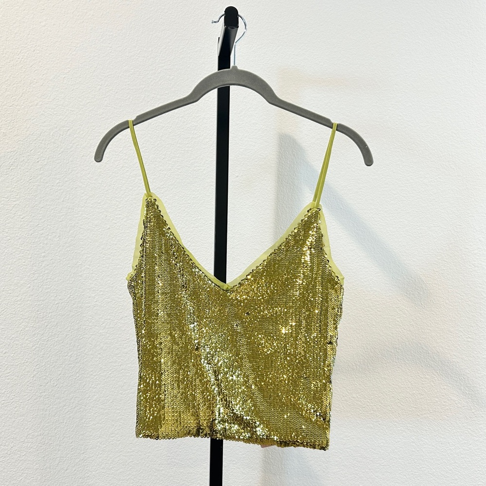 Le Superbe Lila Sequin Cropped Cami, New with Tag